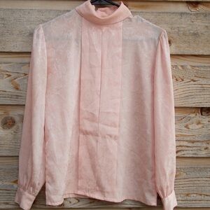 Vintage 1990s NICOLA Light Pink Satin Dress Shirt With Paisley Design. Size 4